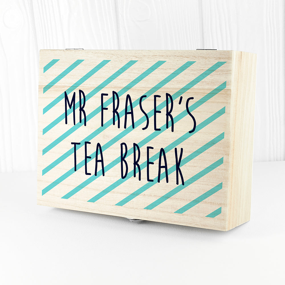 Personalised Teacher's Tea Break Box Stripes Design