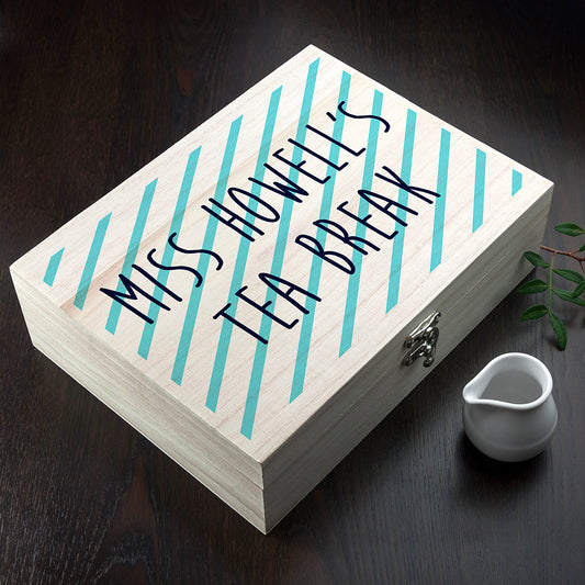 Personalised Teacher's Tea Break Box Stripes Design