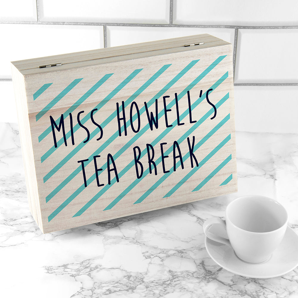 Personalised Teacher's Tea Break Box Stripes Design