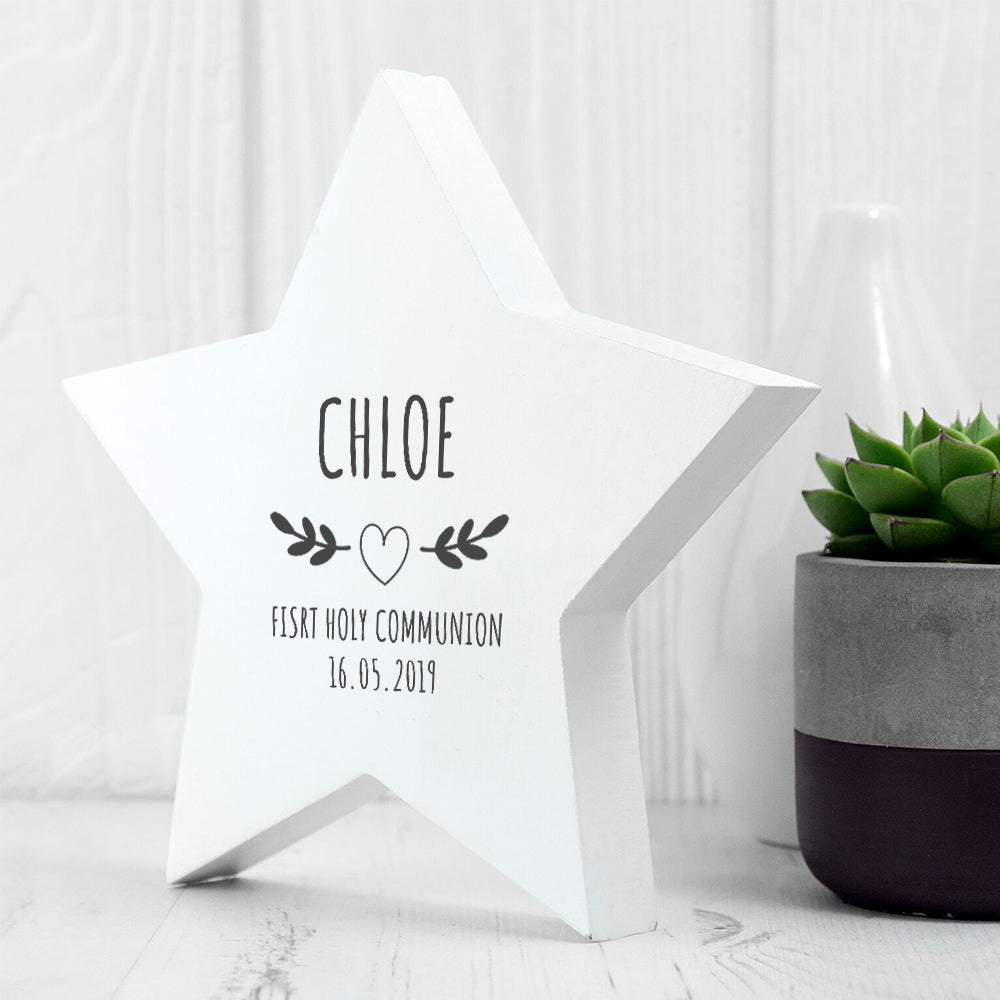 Personalised Christening Keepsake Star - Wreath Design