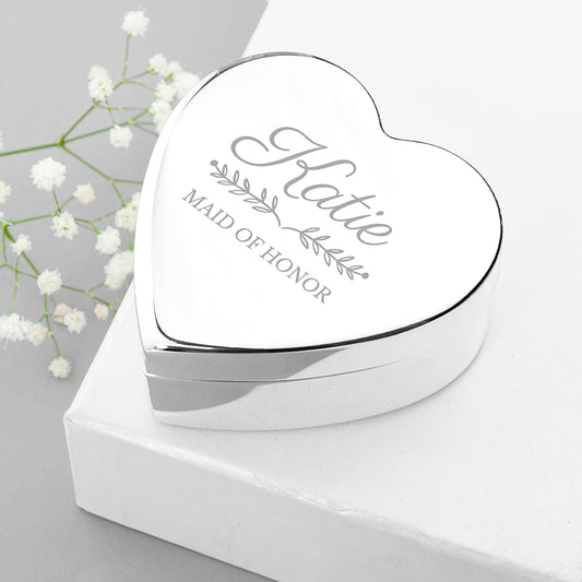 Personalised Bridal Party Heart Jewellery Box