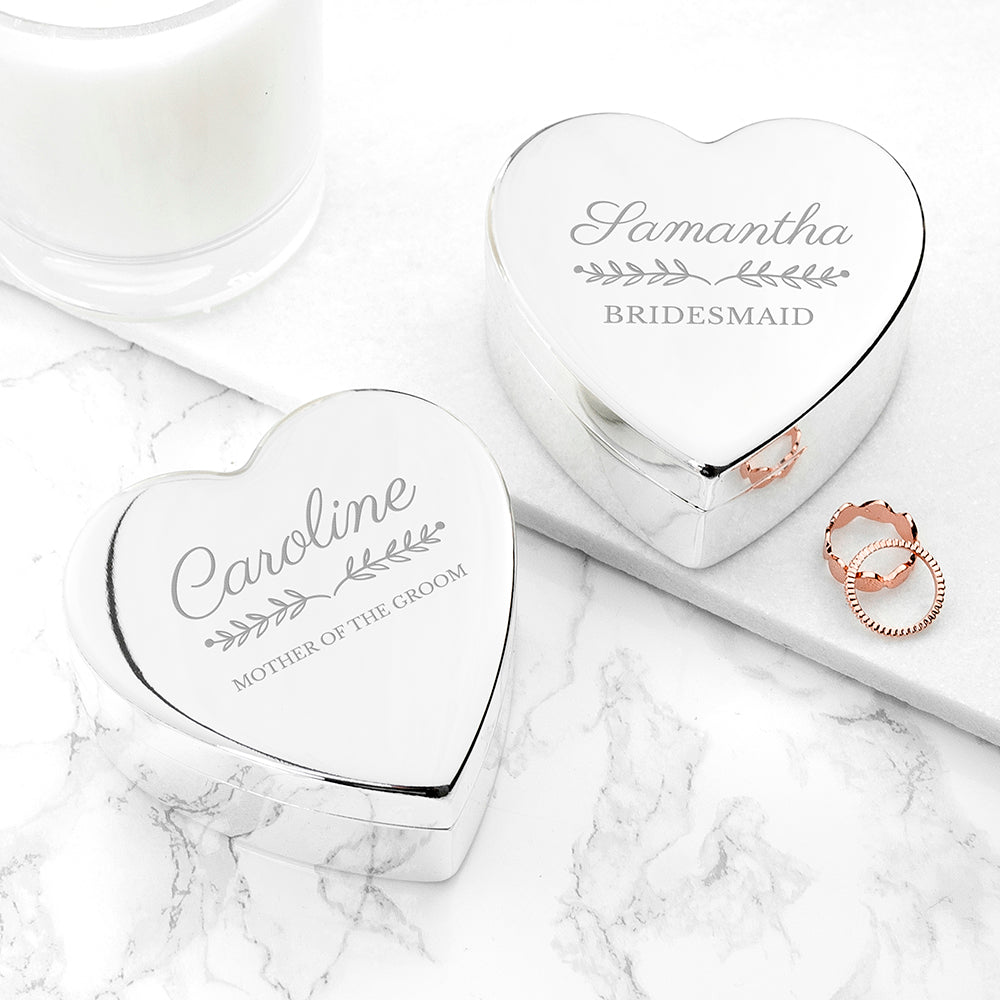 Personalised Bridal Party Heart Jewellery Box