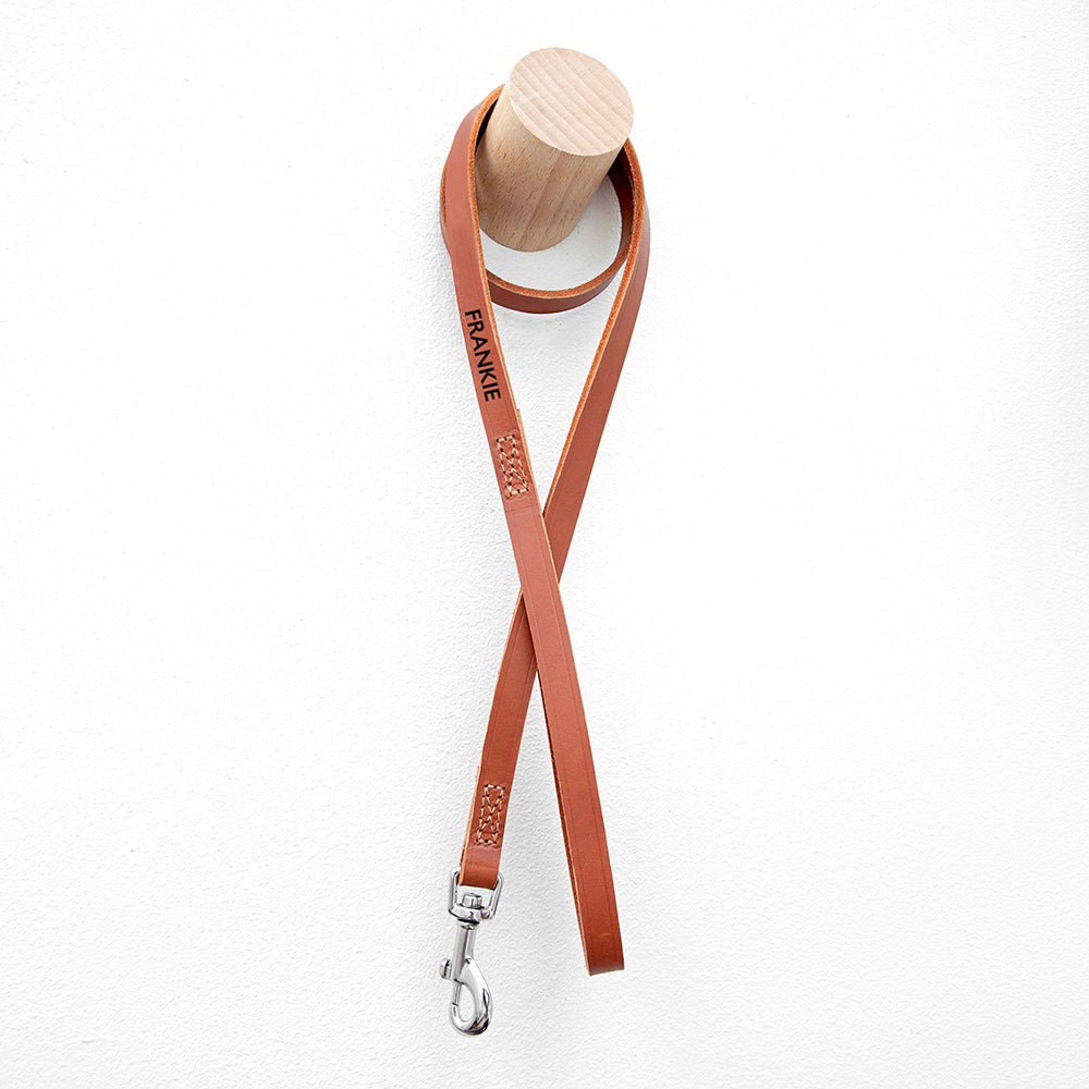 Personalised Classic Brown Leather Dog Lead