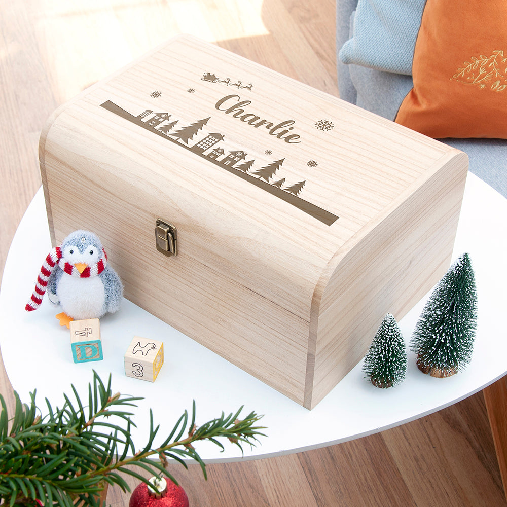Personalised Christmas Scene Keepsake Chest