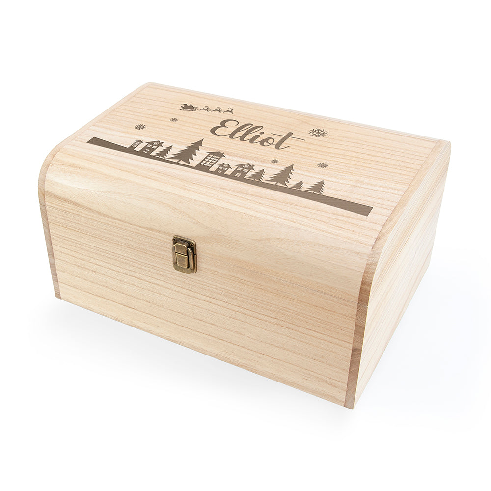 Personalised Christmas Scene Keepsake Chest