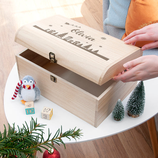 Personalised Christmas Scene Keepsake Chest
