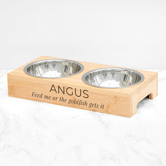 Personalised Bamboo Pet Bowl Stand