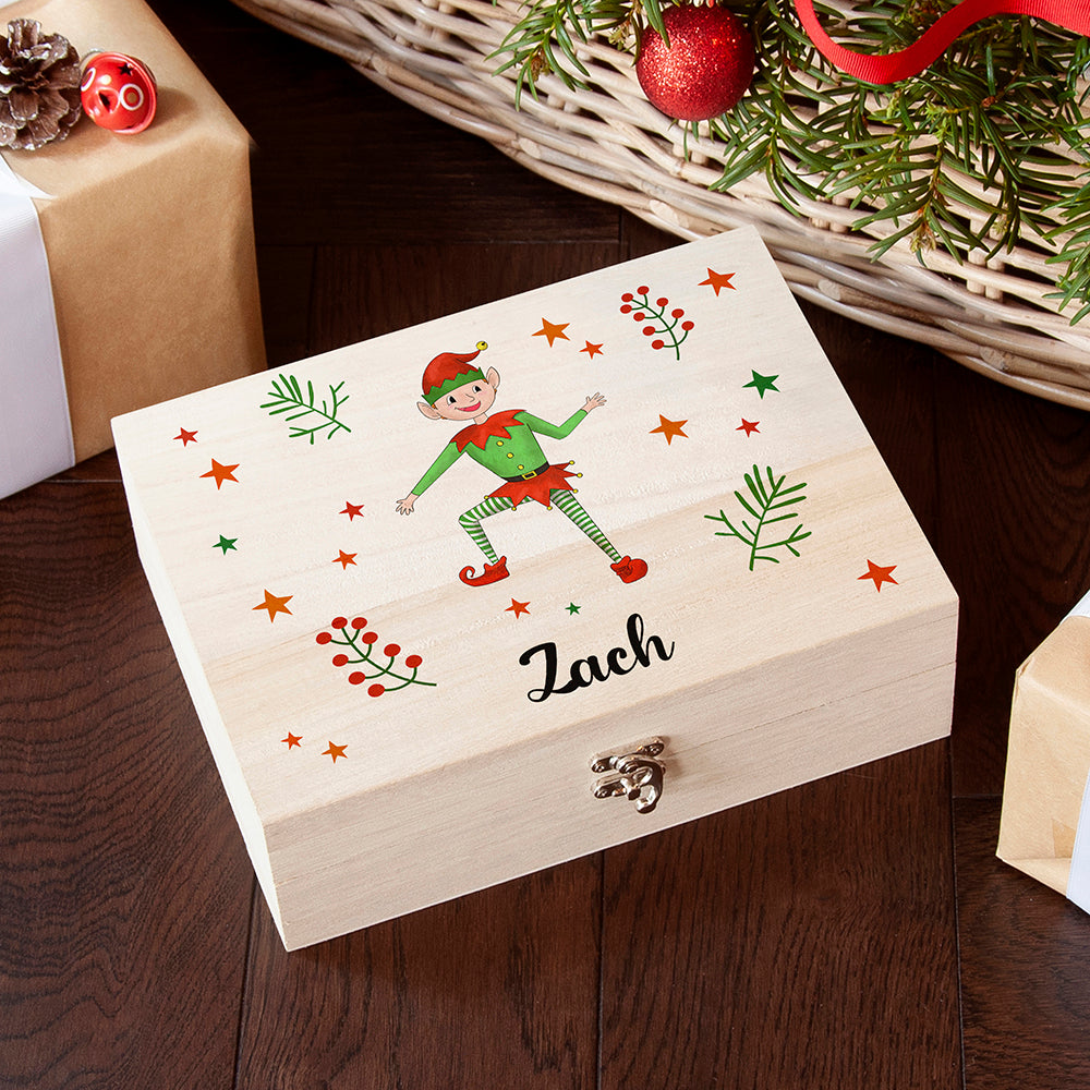 Personalised Boy Elf Christmas Eve Box