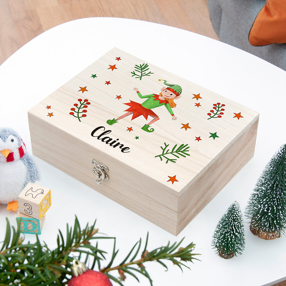 Personalised Girl Elf Christmas Eve Box