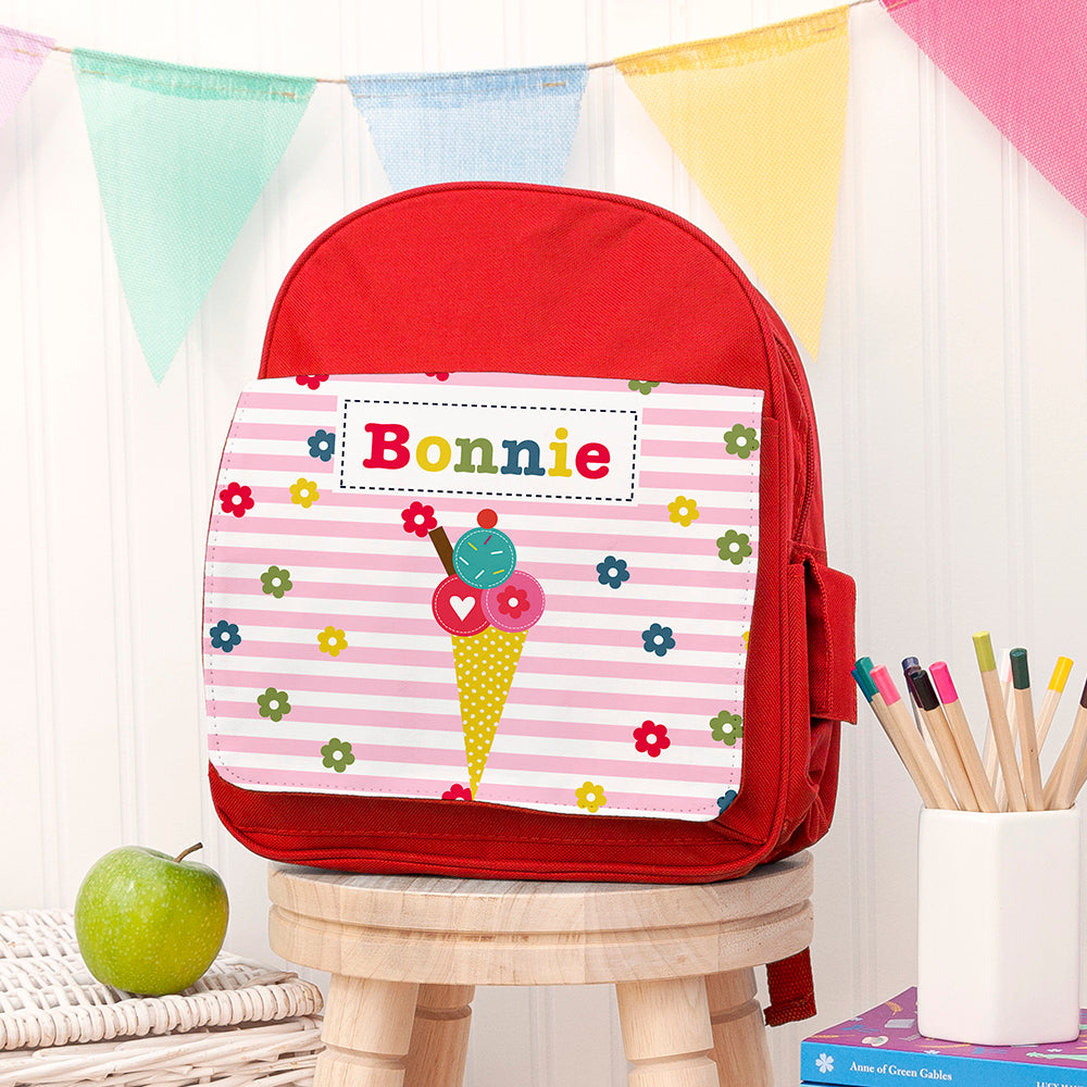 Personalised Kid's Red Mini Rucksack